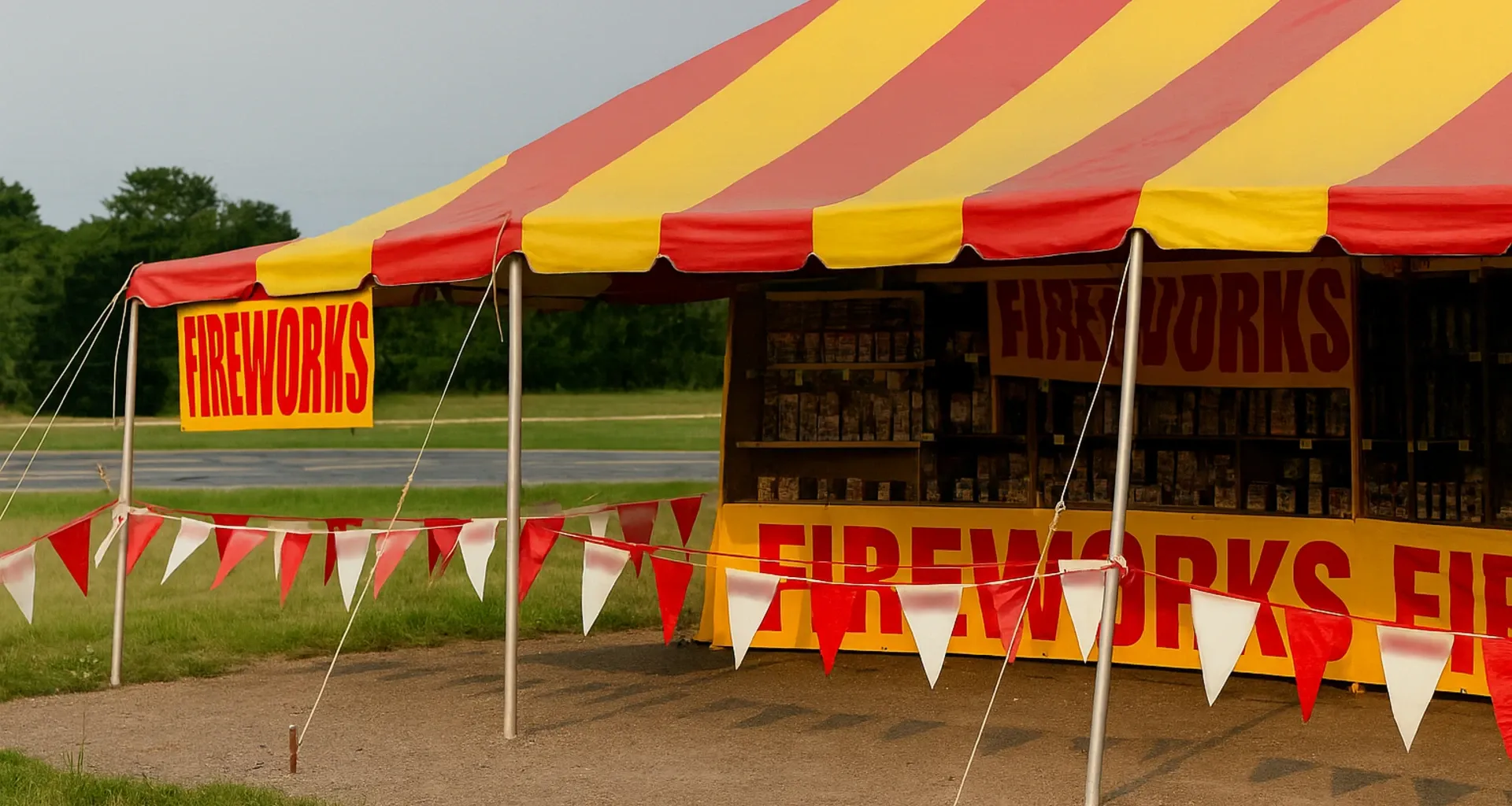 Red and Yellow Fireworks Tent